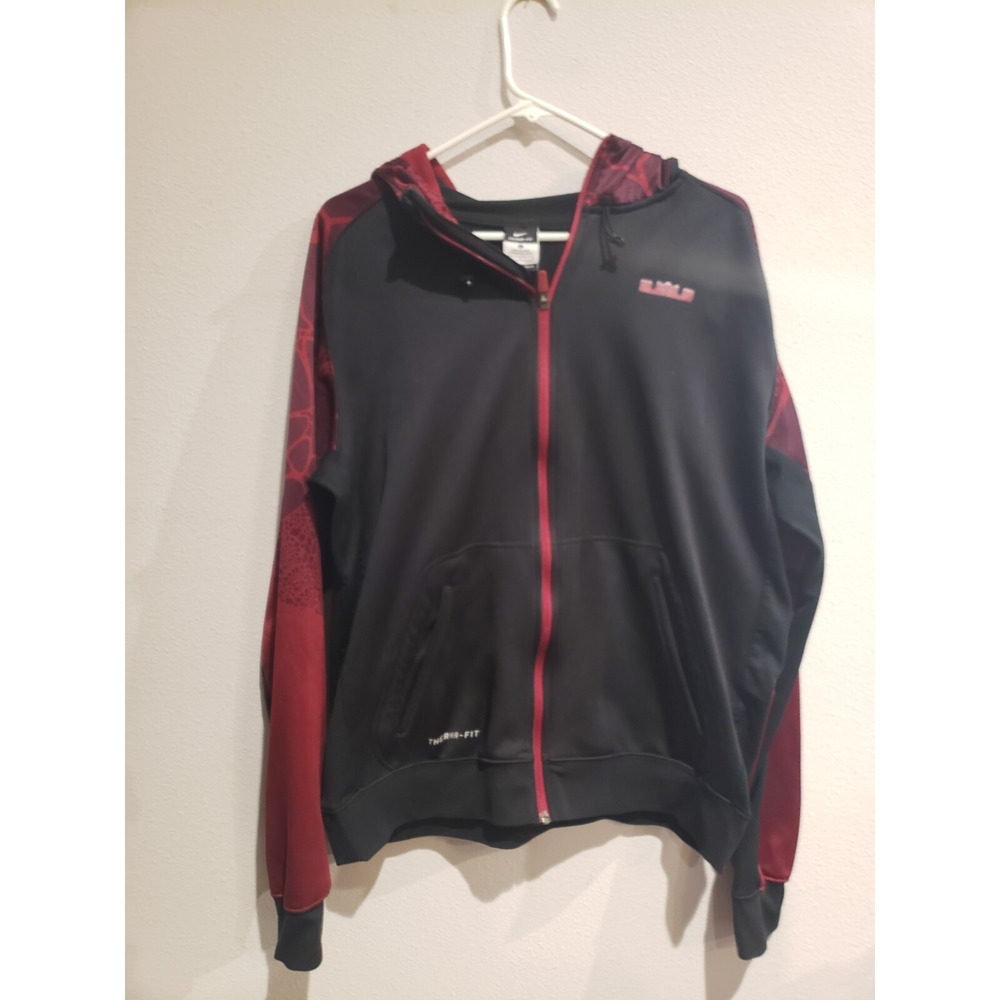 Nike Therma Fit LeBron James Hero Full Zip Hoodie‎ Men's Size Large Black Maroon